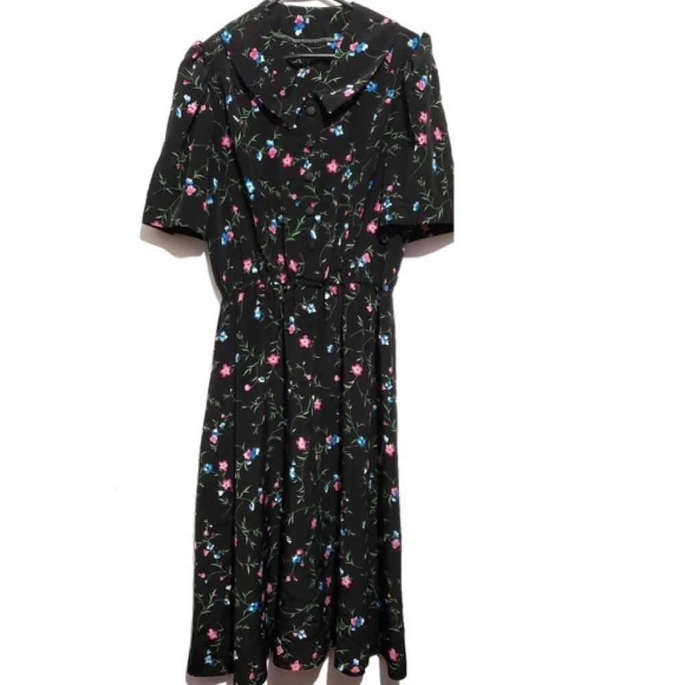 cottage core vintage peter pan flower dress